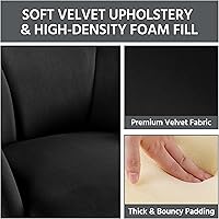 Vista 7 de Yaheetech - Silla de terciopelo moderna con forma de flor, silla de tocador para maquillaje con patas de metal dorado para sala de estar/habitación