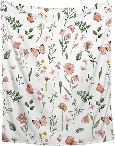Manta floral de mariposas, manta de flores florales, decoración del hogar para niños y adolescentes, 50 x 60 pulgadas, hermosas mariposas regalos Manta floral de mariposas, manta de flores florales, decoración del hogar para niños y adolescentes, 50 x 60 pulgadas, hermosas mariposas regalos