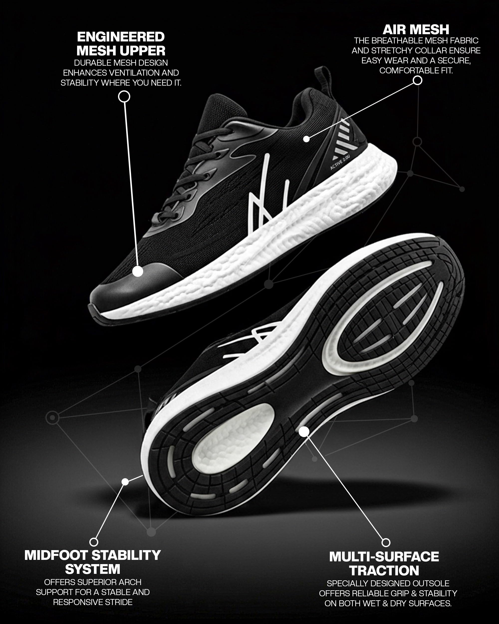Malla 3D Air Zapatillas Running Hombre, Cómodas y Ligeras Zapatillas Hombre