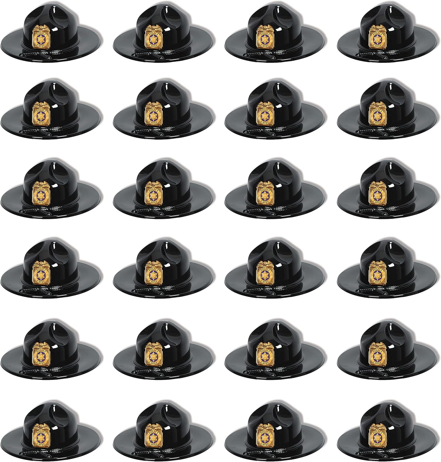 Amazon Com Beistle 24 Piece Police Chief Plastic Trooper Party Hats Halloween Costume Accessory One Size Black Home Kitchen