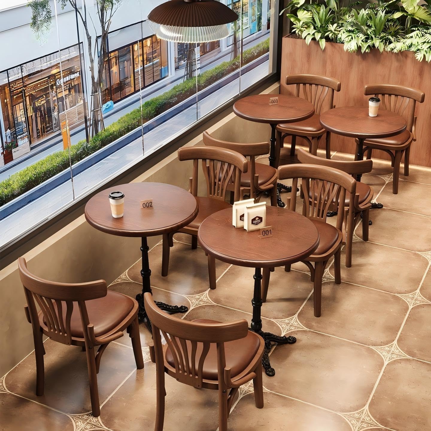 Versatile Solid Wood Pedestal Tables, Round, Square Semi-Circle Shapes for Commercial Use in Hotel Lobby, Break Room and Cafe(G,70cm x 70cm)