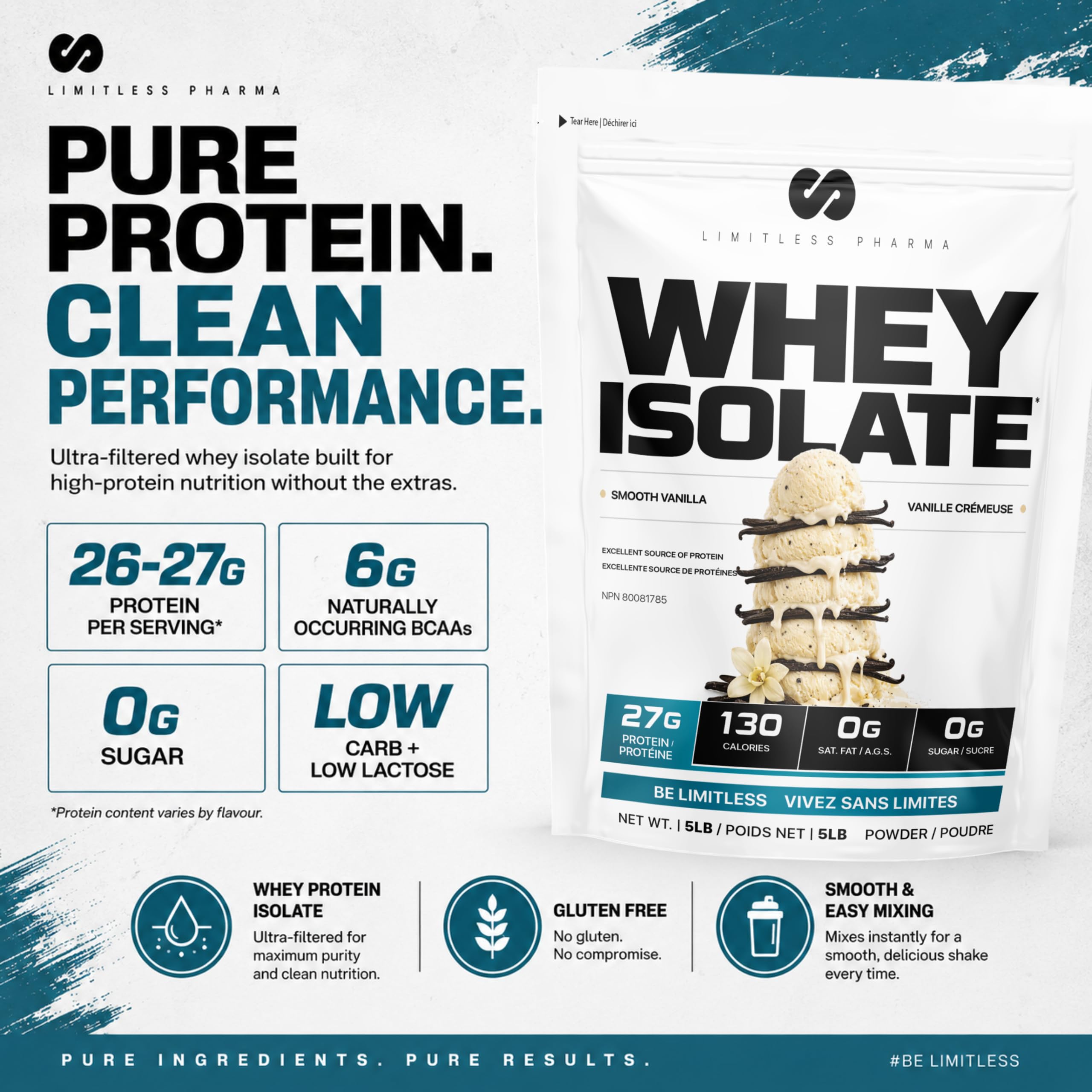 Limitless Pharma Pure Whey Isolate | High Protein Whey Isolate Protein Powder | 27g Protein, 6g BCAAs, Sugar Free, Gluten Free, Low Carb, Low Lactose | 30 Servings, 2LB (Double Chocolate) — Amazon image 4