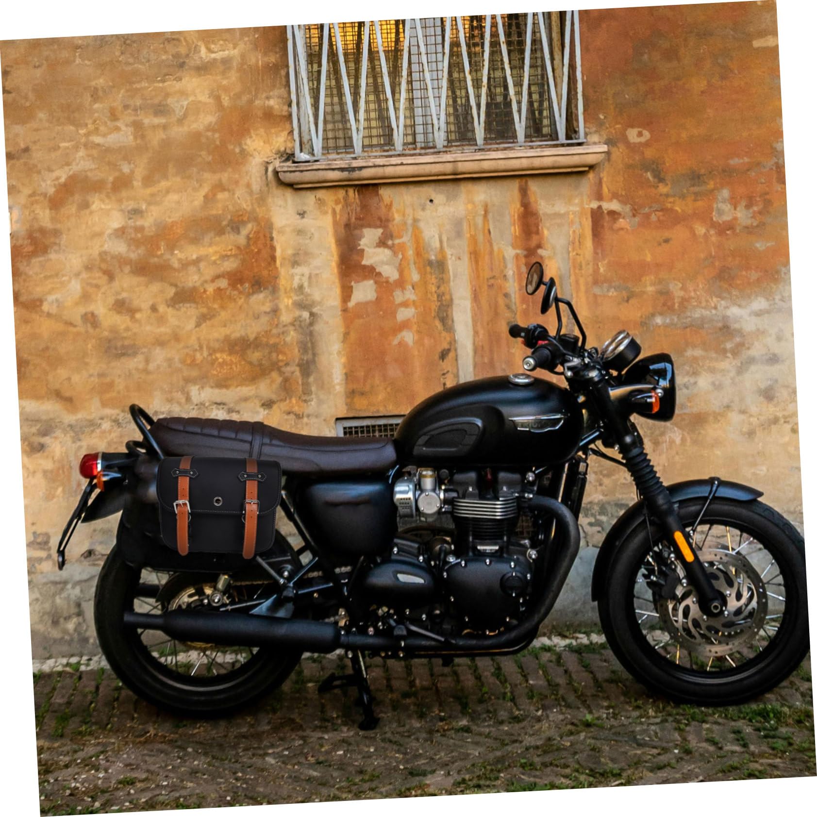 Ciieeo Sacoche de Moto Vintage en Cuir Noir Sacoches Latérales Étanches 2 Pièces Facile à Installer et Retirer pour Rangement Outils Moto