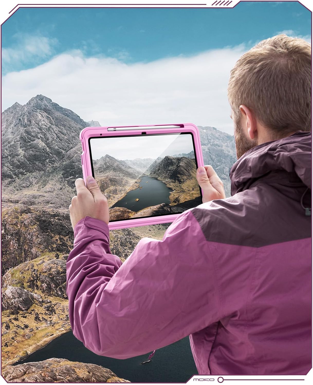 MoKo for iPad (A16) 11th/10th Generation Case 2025/2022, Heavy Duty Shockproof Dual Layer Full Body Protective Cover, Built-in Screen Protector and Kickstand for iPad 11/10.9 Inch, Flowers Pink - Image 8