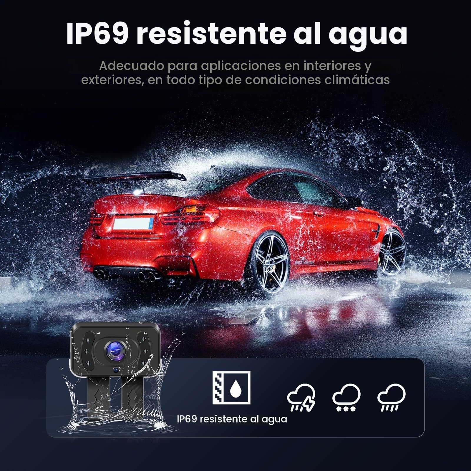 Kit de Cámara de Marcha Atrás Inalámbrica con 4,3 Pulgadas IPS Monitor, Cámara de Respaldo Impermeable IP69 Señales Digitales Estables, Visión Nocturna con Gran Angular, Cámara para Coche/RV/Cámper