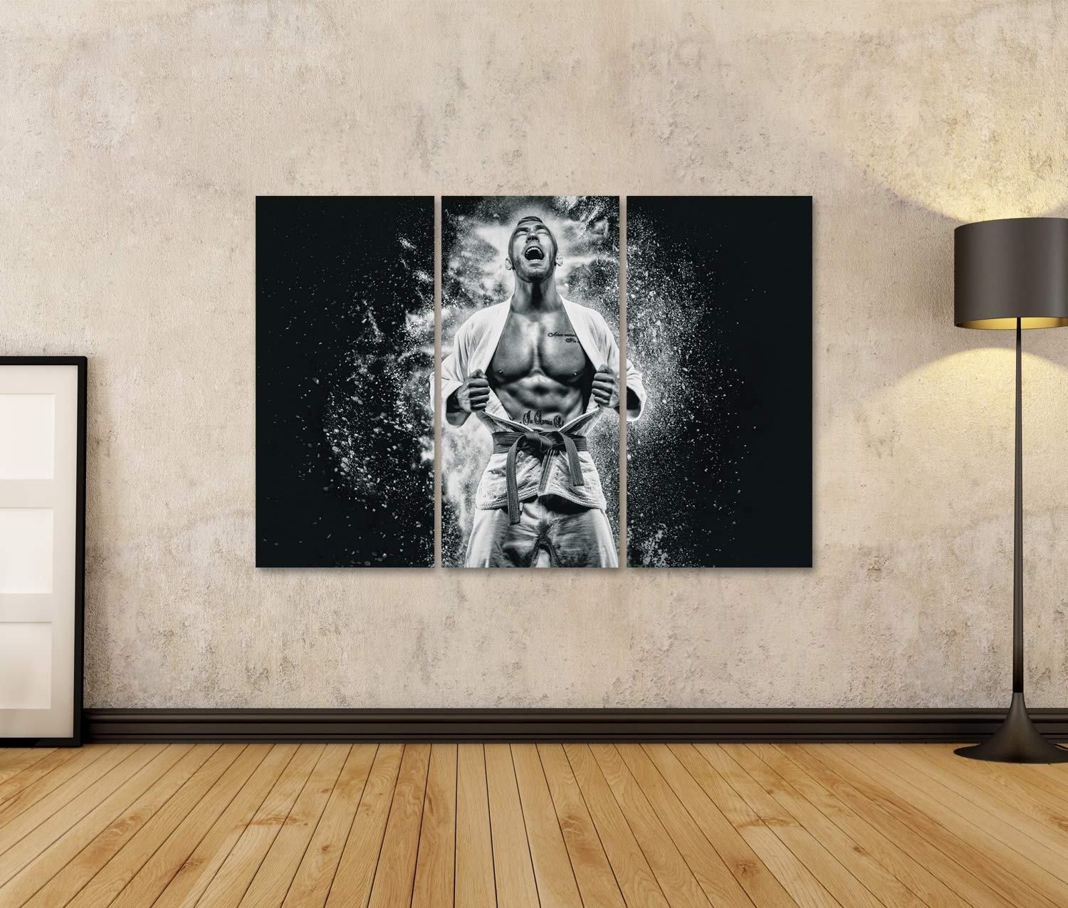islandburner Quadro su tela professionale atleta kimono urla emotivamente concetto karate judo concorsi misti media professionisti sportivi murale soggiorno casa ufficio poster immagini GGKZ-3Px