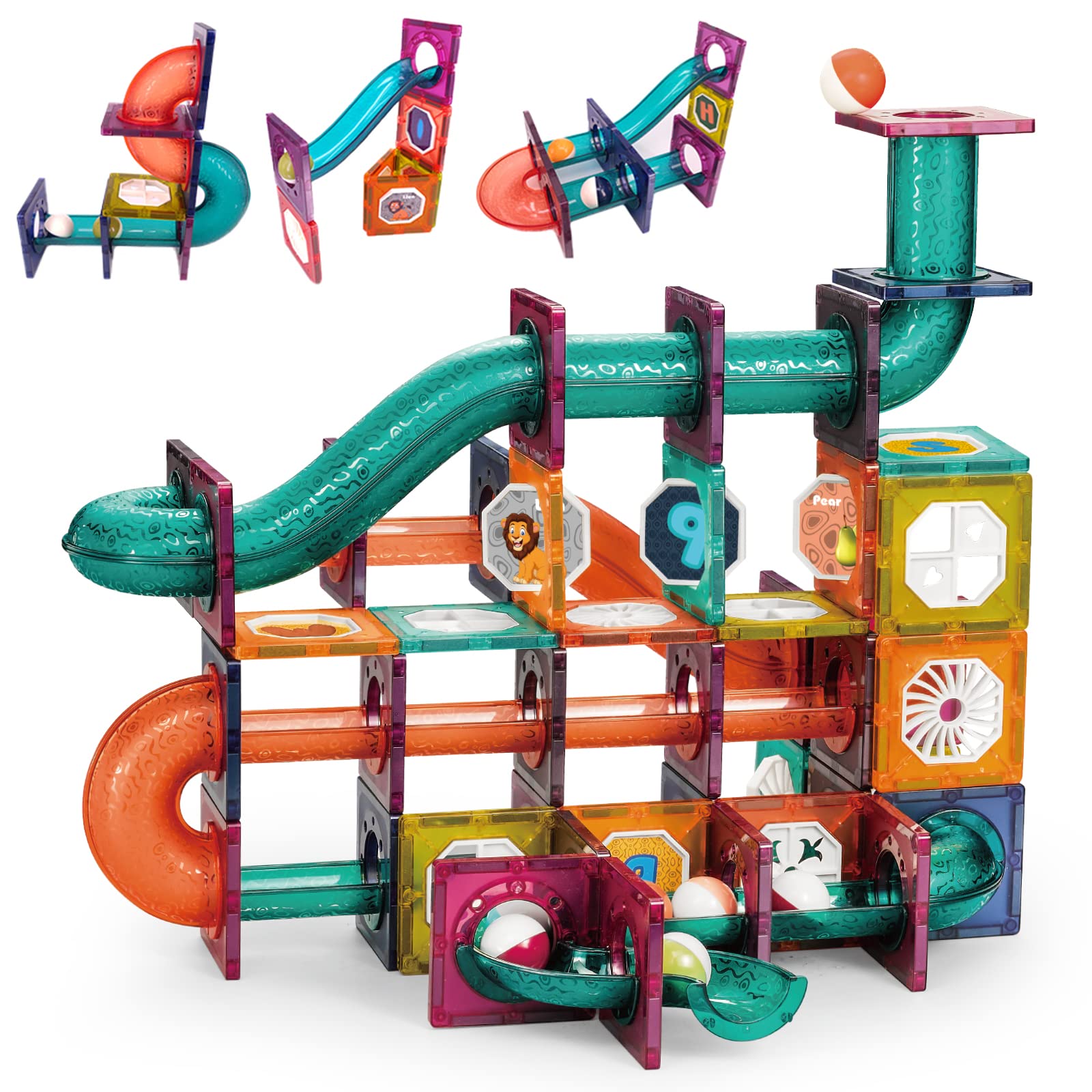 Magnetic Tiles, 112 PCS Magnetic Building Blocks, Magnets for Kids, 3D Magnet Tiles Building Set Educational Toys Best Gifts for Kids Aged 3 + Years Old