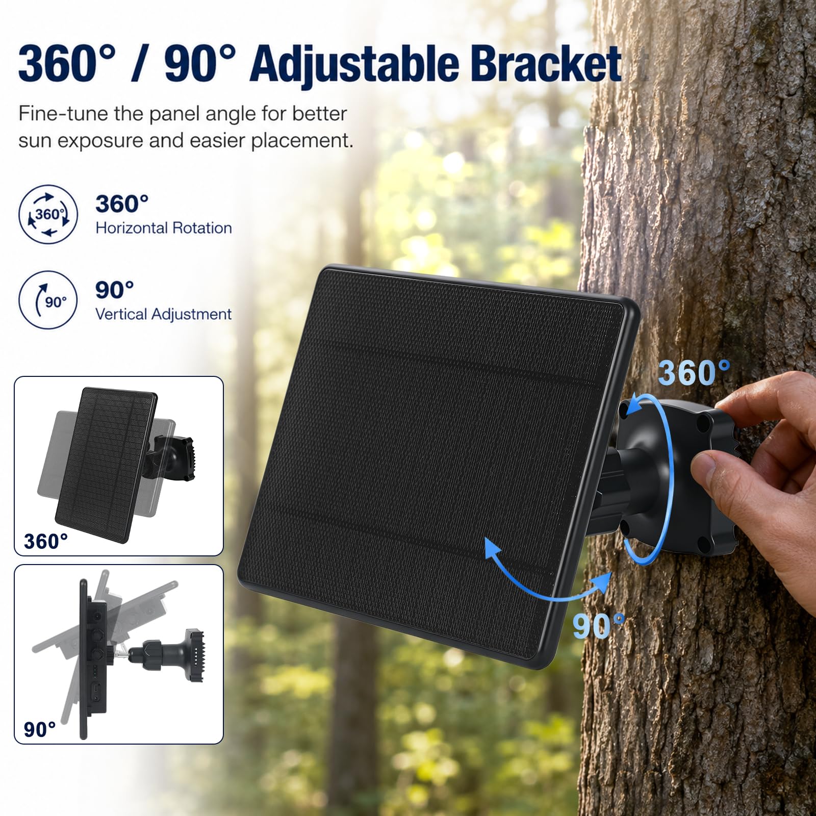 Solarpanel 12V/9V/6V mit Akku für Wildkamera, 6W, 8000mAh, IP66