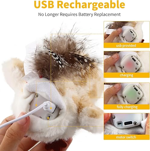 Vista 5 de Gigwi Juguetes interactivos para gatos de interior, juguetes de hierba gatera que aletean y gorjean para el ejercicio de gatos, juguete automático