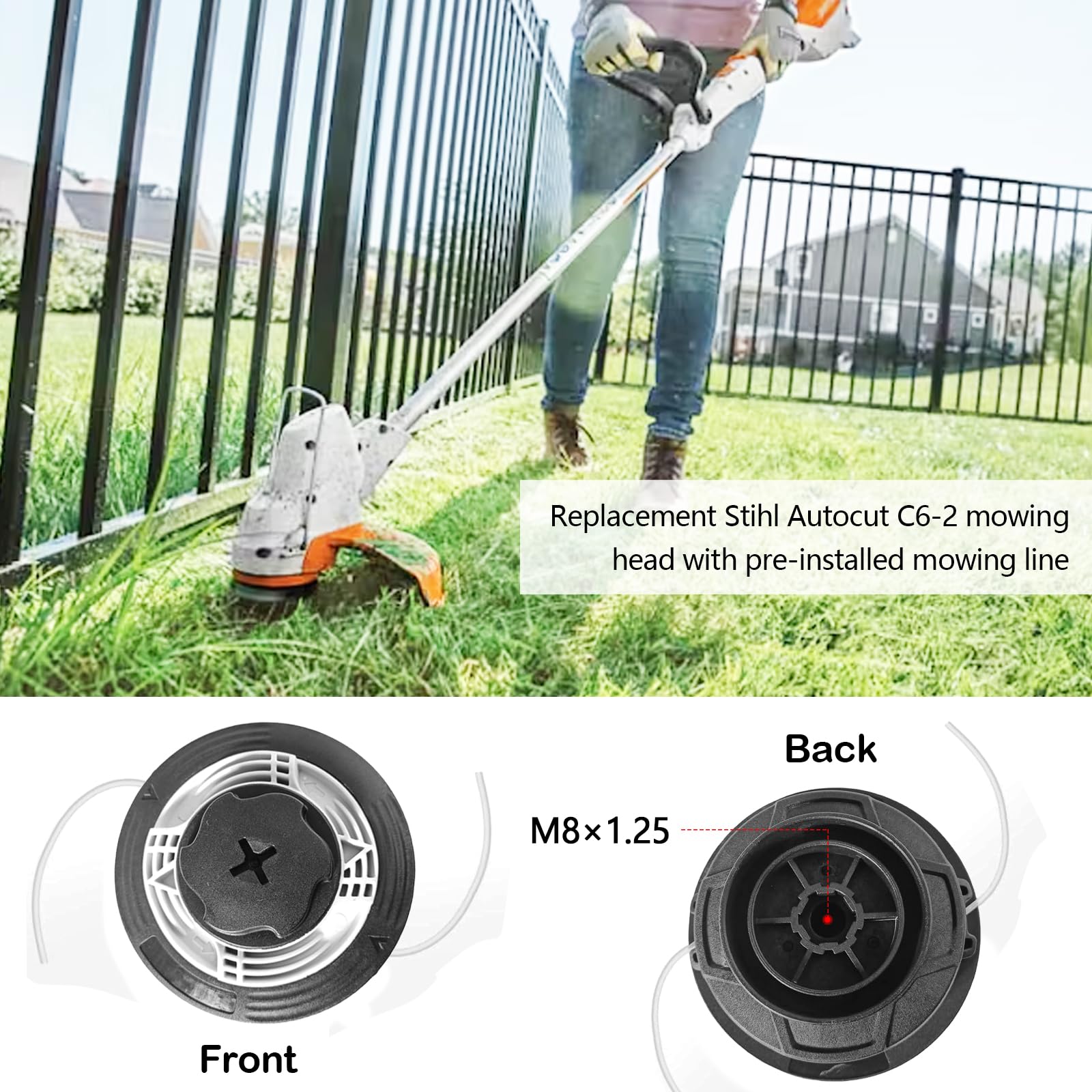 Juego de 2 Autocut C6-2 Cabezal para Stihl Desbrozadora FS38 FS40 FS45 FS50 FSE60 FSE71 FSE81 FSA60R FSA86R KM56R KM94R, Cabezal de Corte Autocut C6-2 Repuesto Carrete Hilo Recambios OEM 40067102126