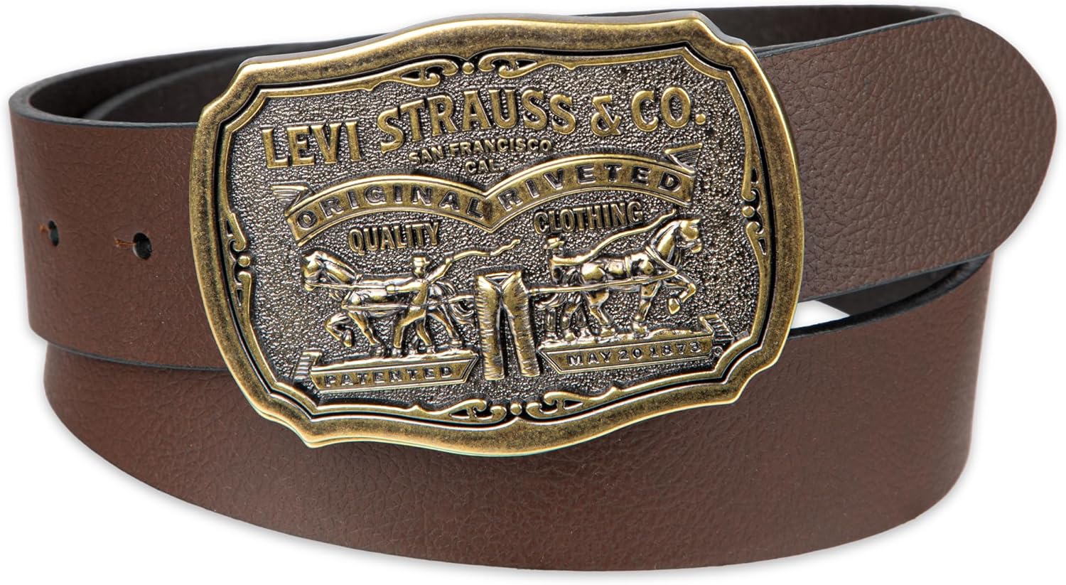 Levi’s Men’s Leather Jean Belt with Removable Plaque Buckle - Big Buckle, Cowboy belt - Image 2