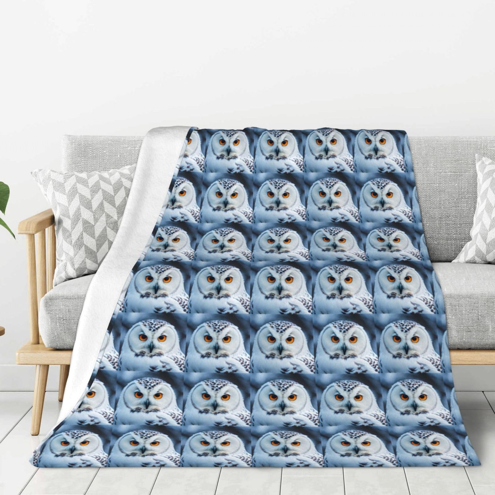 Couverture douce et épaisse hibou enneigé grand plaid de lit
