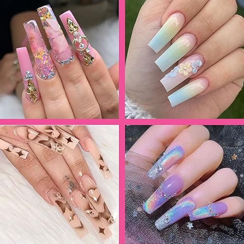 Miniatura 7 de Juego de 500 puntas de uñas sin curva C XL, largas y transparentes para uñas acrílicas, juego profesional, 10 tamaños, cuadradas, rectas, cónicas,