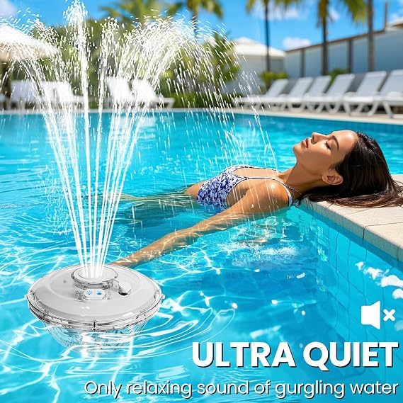 AearKing Floating Pool Fountain with Lights Show, Pool Water Fountain with Anchor, Above Ground Pool Water Fountains Pump with Rope, Swimming Pool Fountains for Inground Pools
