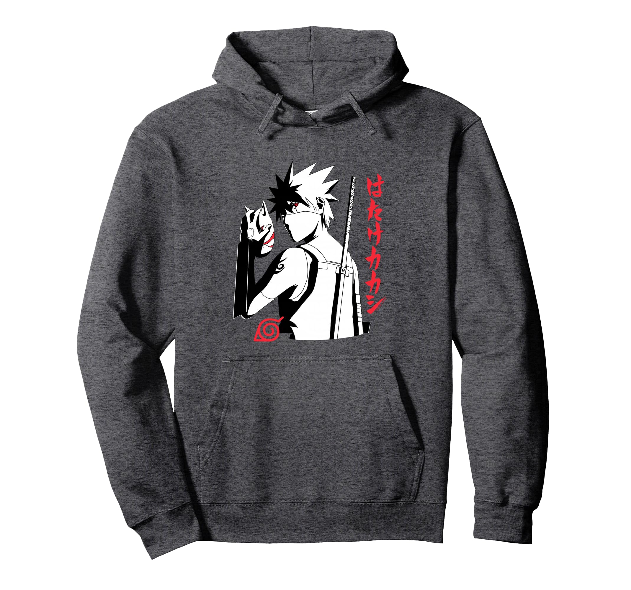 Shippuden Anbu Kakashi Sharingan Anime Pullover Hoodie, Adult Unisex, Black, Large