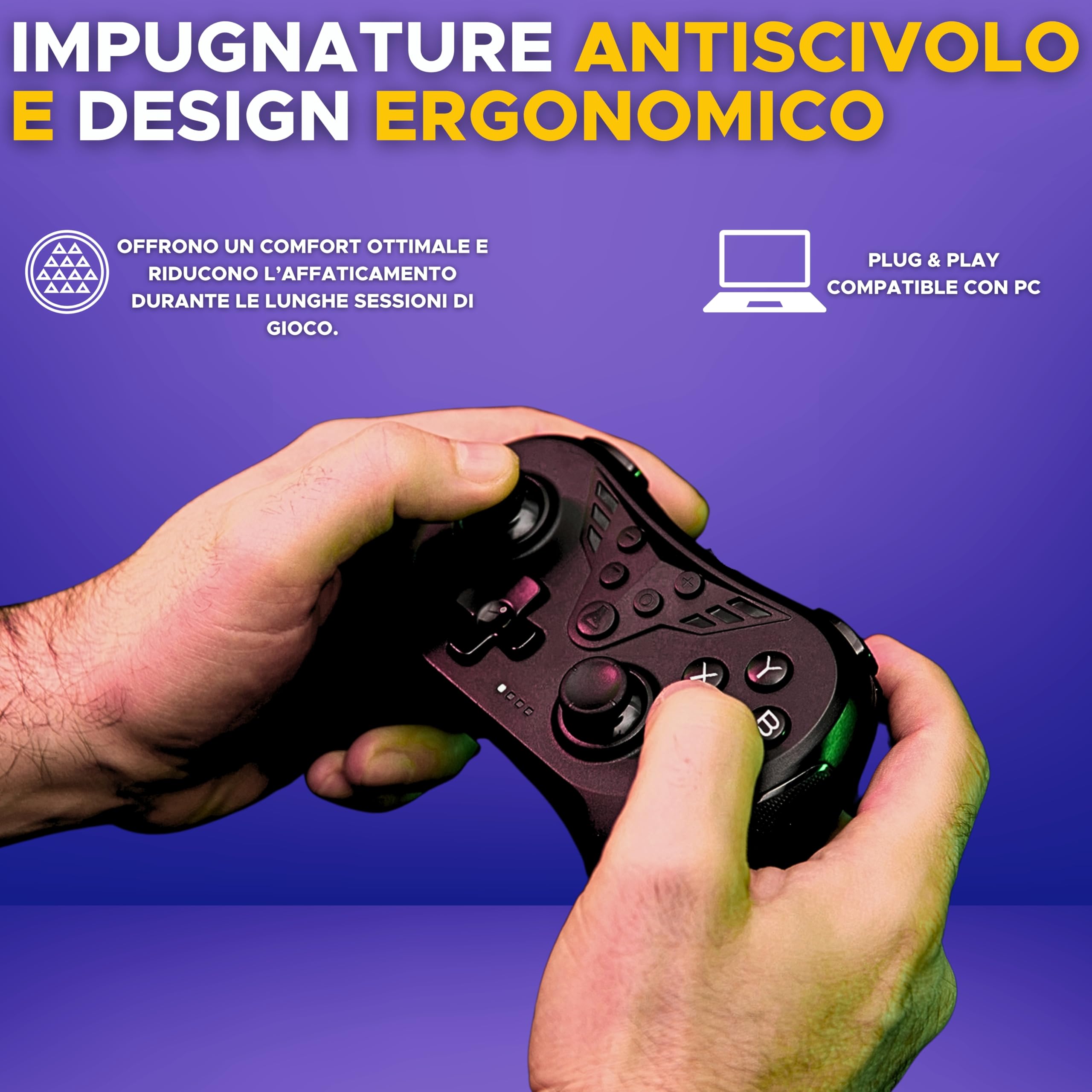 THE G-LAB – K-Pad Helium WL – Controller PC Wireless Ricaricabile – 2.4 GHz, Vibrazioni Regolabili, 12 Pulsanti, 4 Grilletti (2 Programmabili), Modalità Turbo, Macro, Compatibile Windows 10/11 e PS3