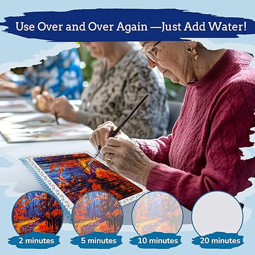 Miniatura 6 de Arte acuático para ancianos, personas mayores, niños, reutilizable, sin ensuciar, organizado en espiral, solo tienes que añadir agua, edición