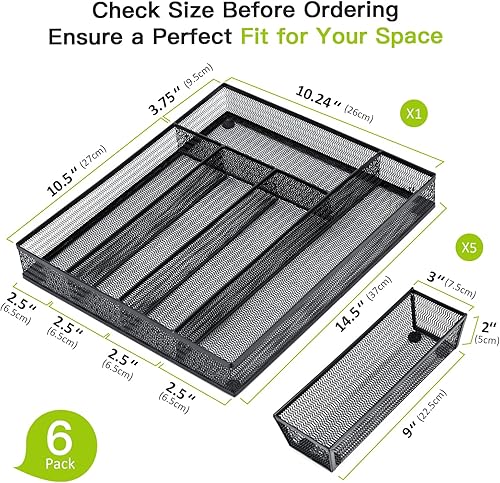 Miniatura 3 de Neudeco Juego de 5 organizadores de cajones, bandeja organizadora de cubiertos de 4 compartimentos + 4 bandejas de utensilios, organizador de
