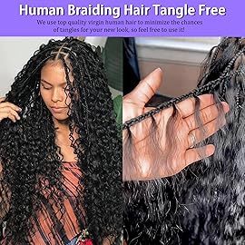 Human Braiding Hair for Boho Braids Human Hair 3 Bundles/Pack 110g 22 Inch Deep Wave Bulk Human Hair for Braiding Curly Knotless 12A Brazilian Virgin Copper
