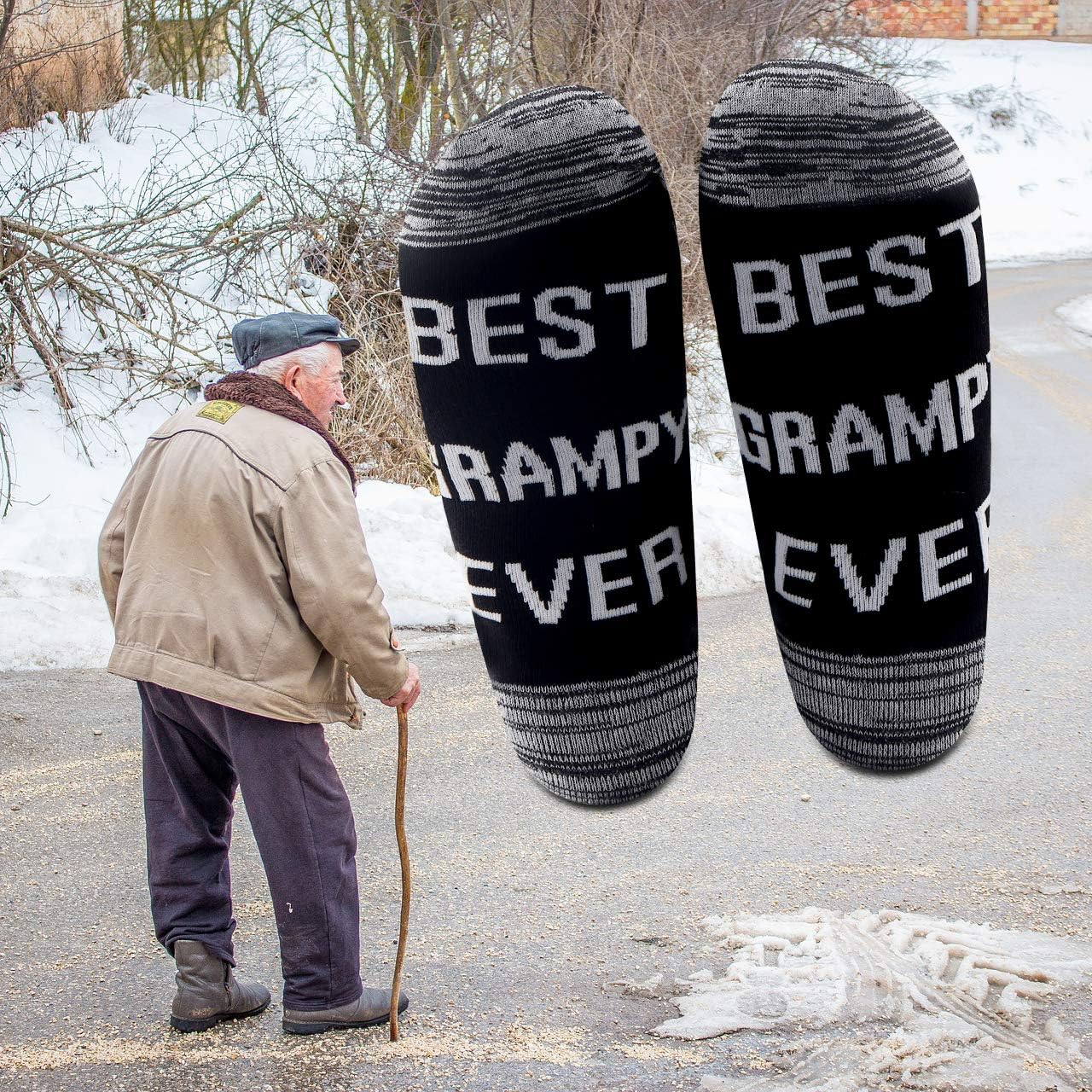 LEVLO 2 Pairs Father's Day Gift Best Grampy Ever Socks Grandpa Gift for Papa Grandfather Men Birthday Present - Image 5