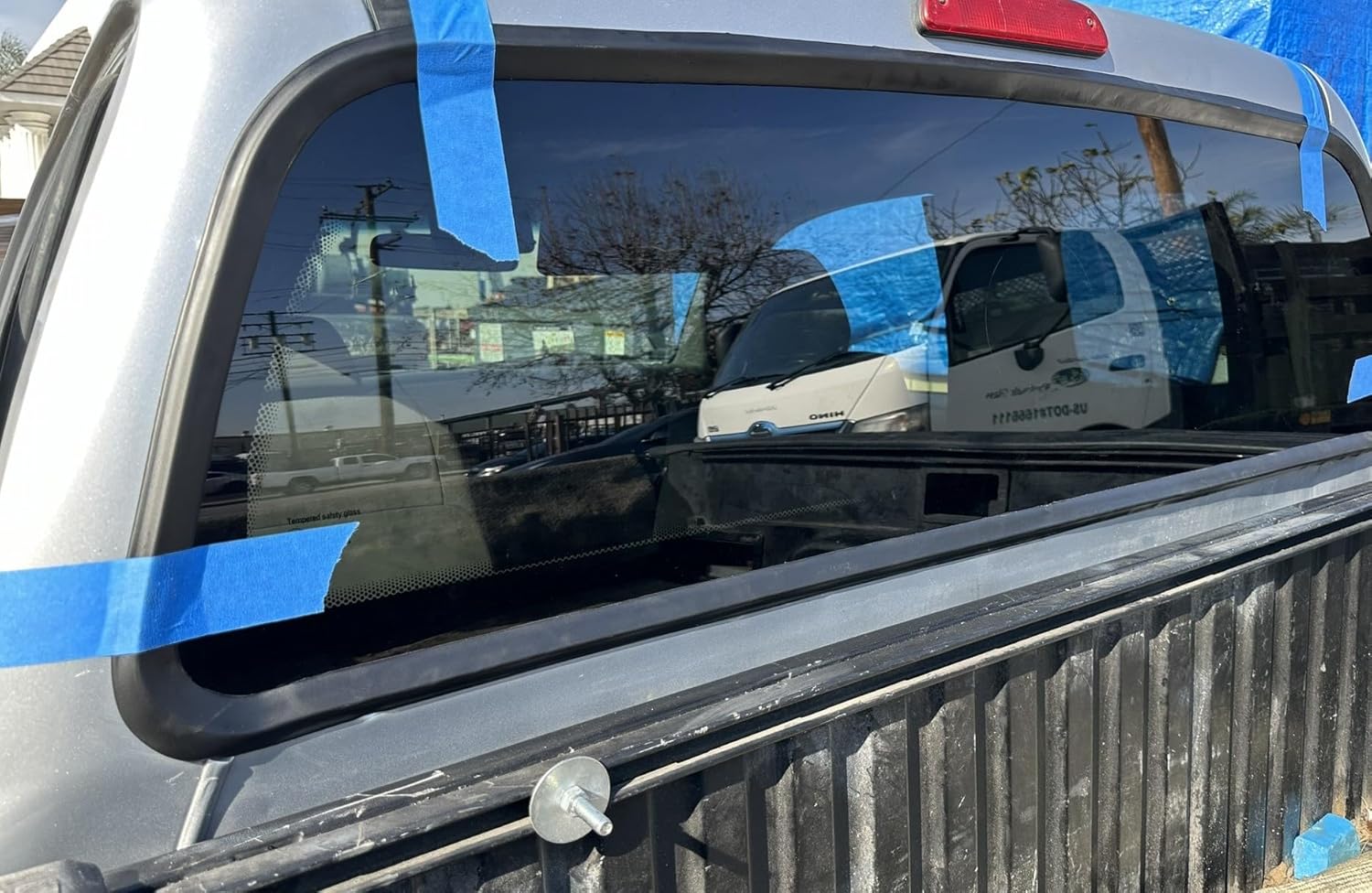 Rear Stationary Back Glass Window Compatible with Toyota Tacoma 2005-2023, Factory Standard Dark Tinted, Non-Heat