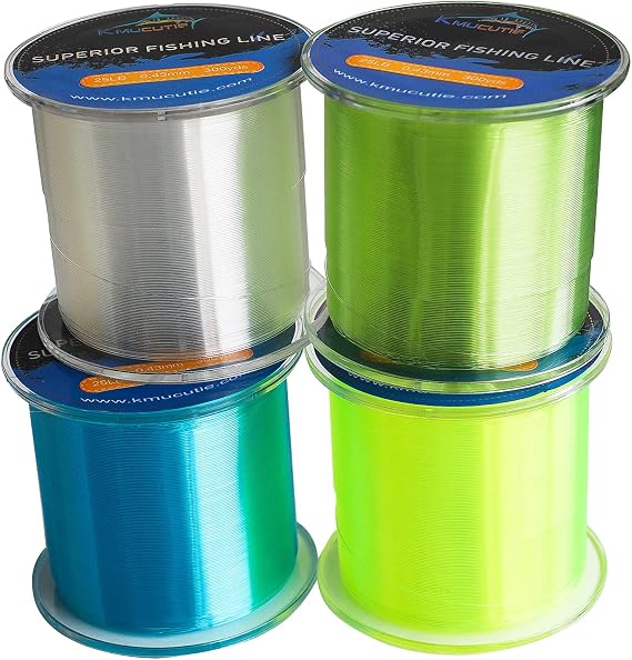 Kmucutie Fishing Line, Monofilament Fishing Line 300 Yds Ultimate Strength, Shock Absorber, Suspend in Water, Knot Friendly - Mono Fishing Line 10-40LB