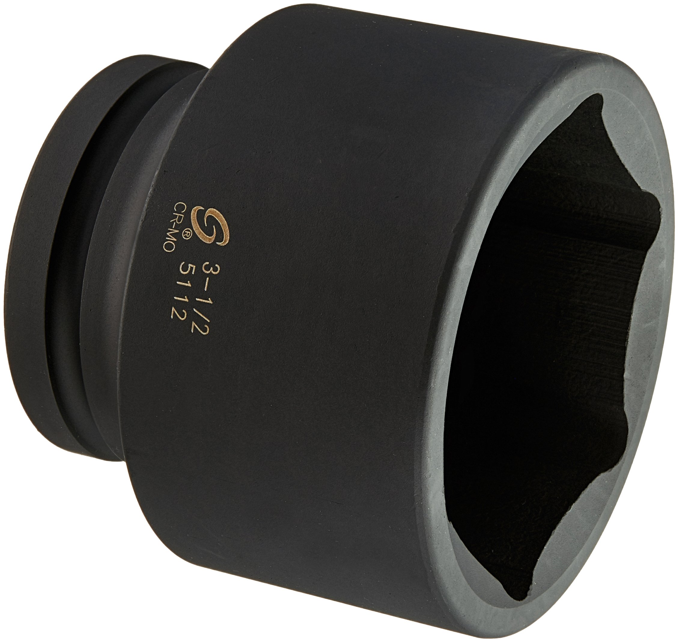 Sunex 5112 1" Drive Standard 6 Point Impact Socket 3-1/2", Black