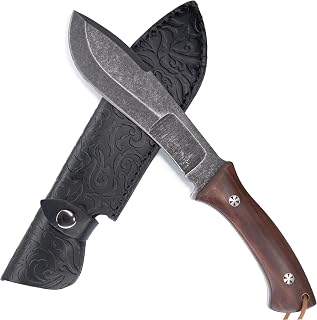 WT04 11.6'' Kukri Machete, Fulltang Fixed Blade Tactical Knife with Sheath, M390 Steel Knives with Rosewood Handle, Hunting, Camping Gifts for Men (Black) - WILDWITNESS