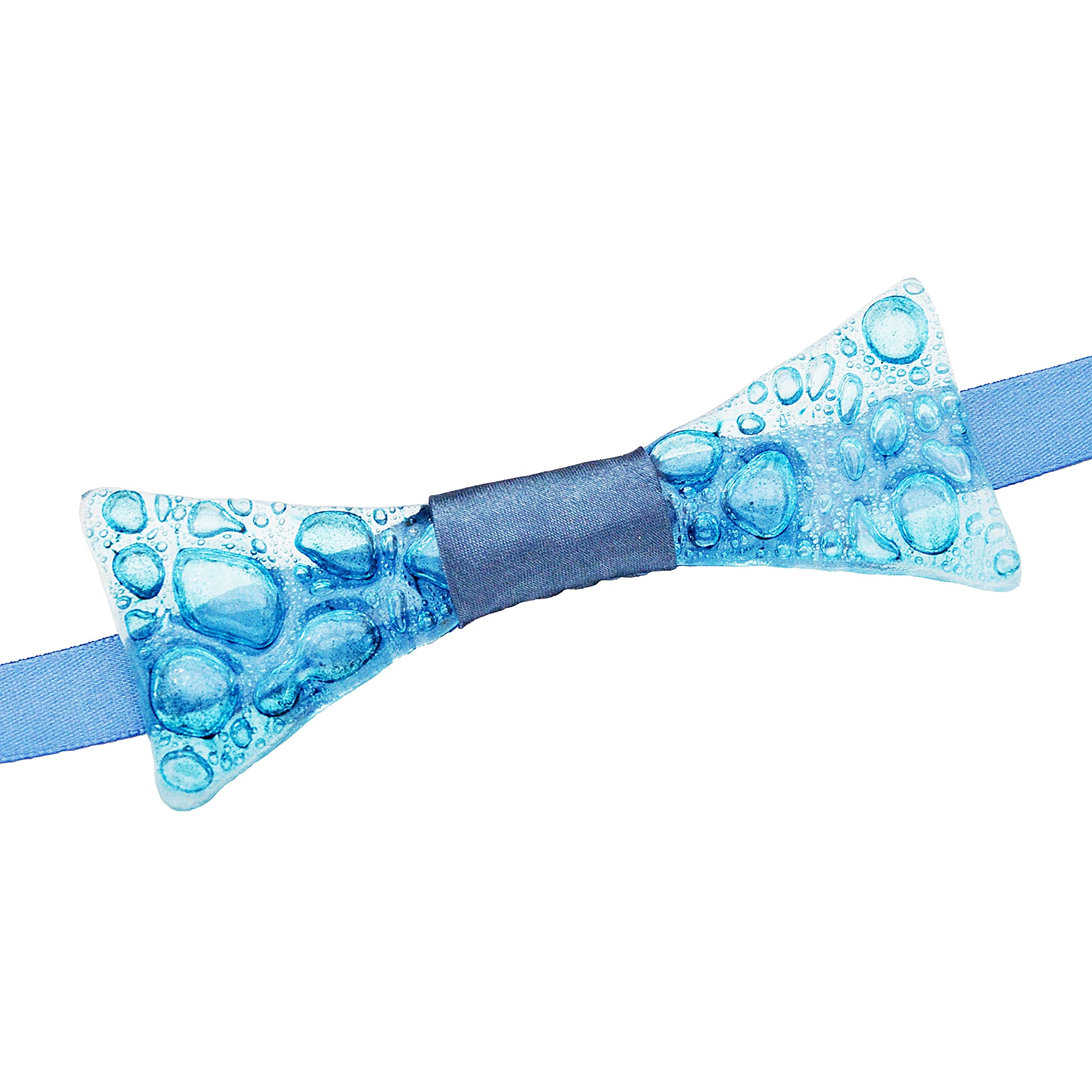 Papillon blu turchese • Vetro ceco • Vetro a bolle ceco • Nastro di raso • Papillon fatto a mano