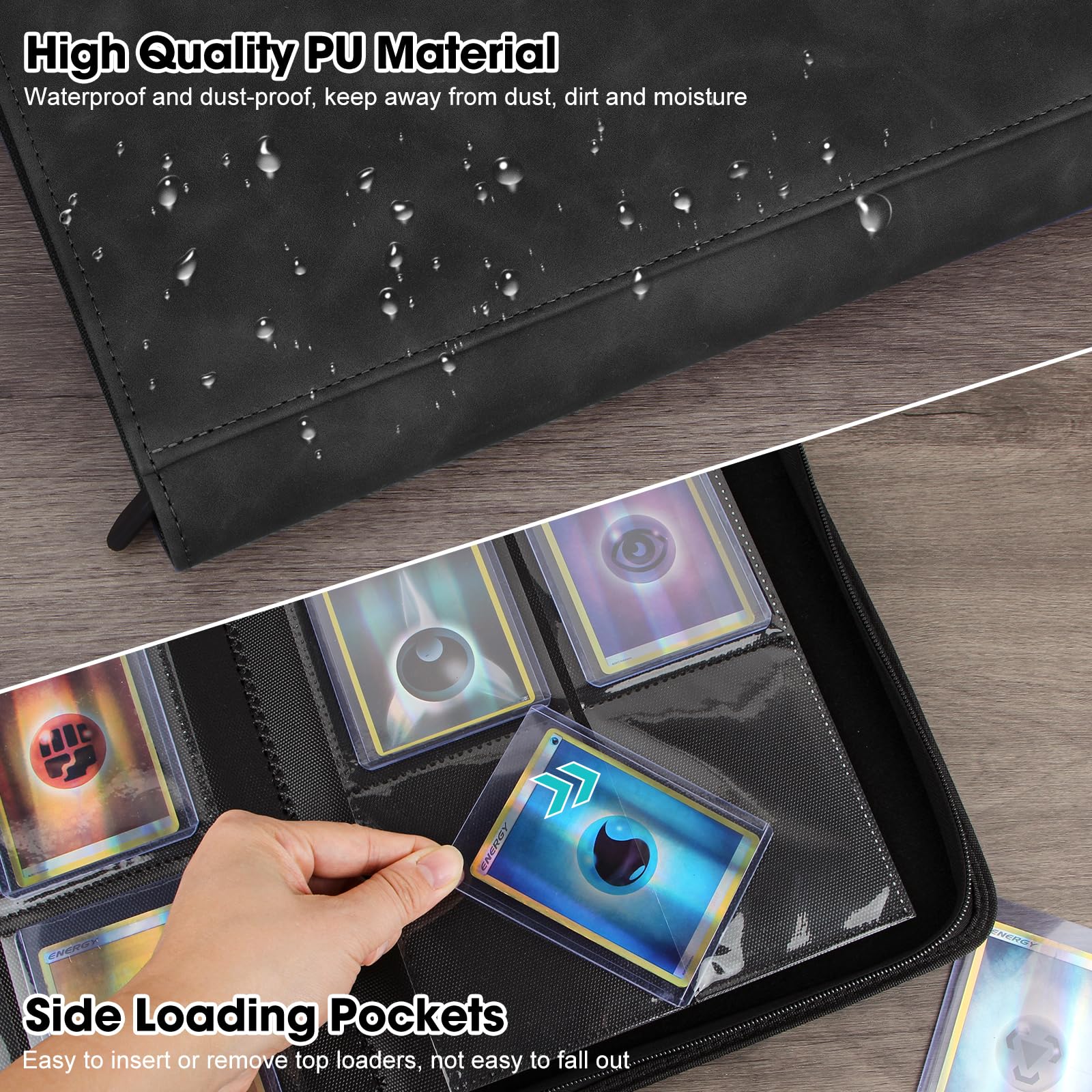 MewVeer Top Loader Card Binder, Holds 112 Top Loaders Storage, 4 Pockets with Sleeves - Image 4