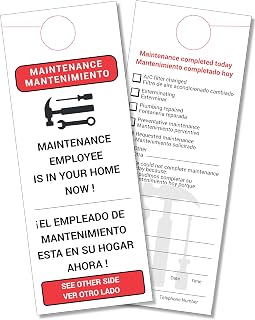 Printlink Maintenance Door Hanger, Made in the USA - 4.25" x 11", Designed for Property Management Rentals and Apartments, Thick Cardstock, 100 Per Pack