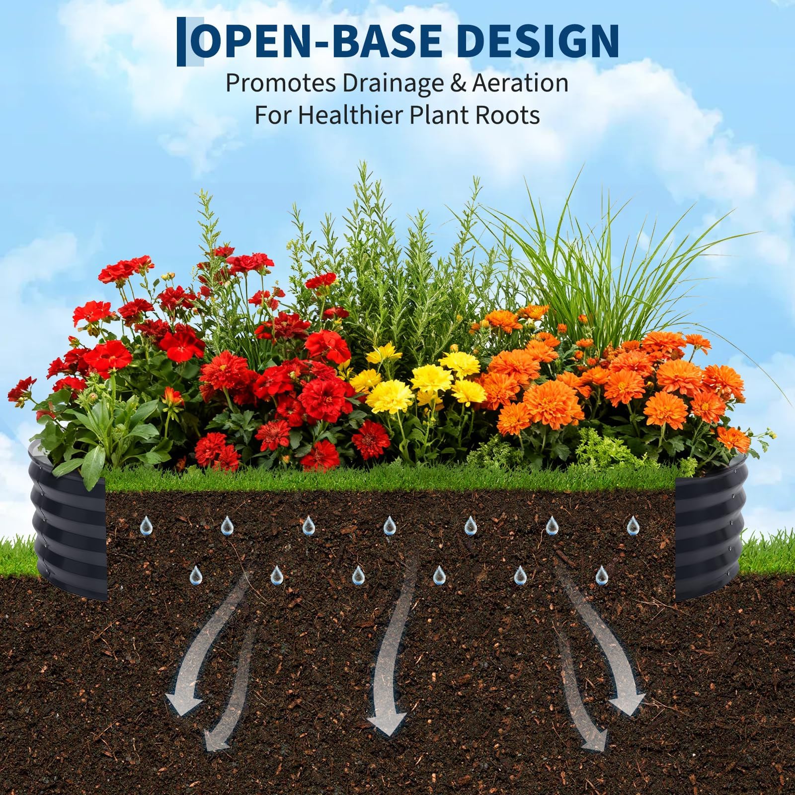 Grand Carré potager en Acier galvanisé, Bac surélevé en Fond Ouvert, Jardinière surélevée avec housse PVC amovible – Résistant intempéries,Bac à Plantes Pour légumes,herbes,fleurs(180X90X30cm,Gris)