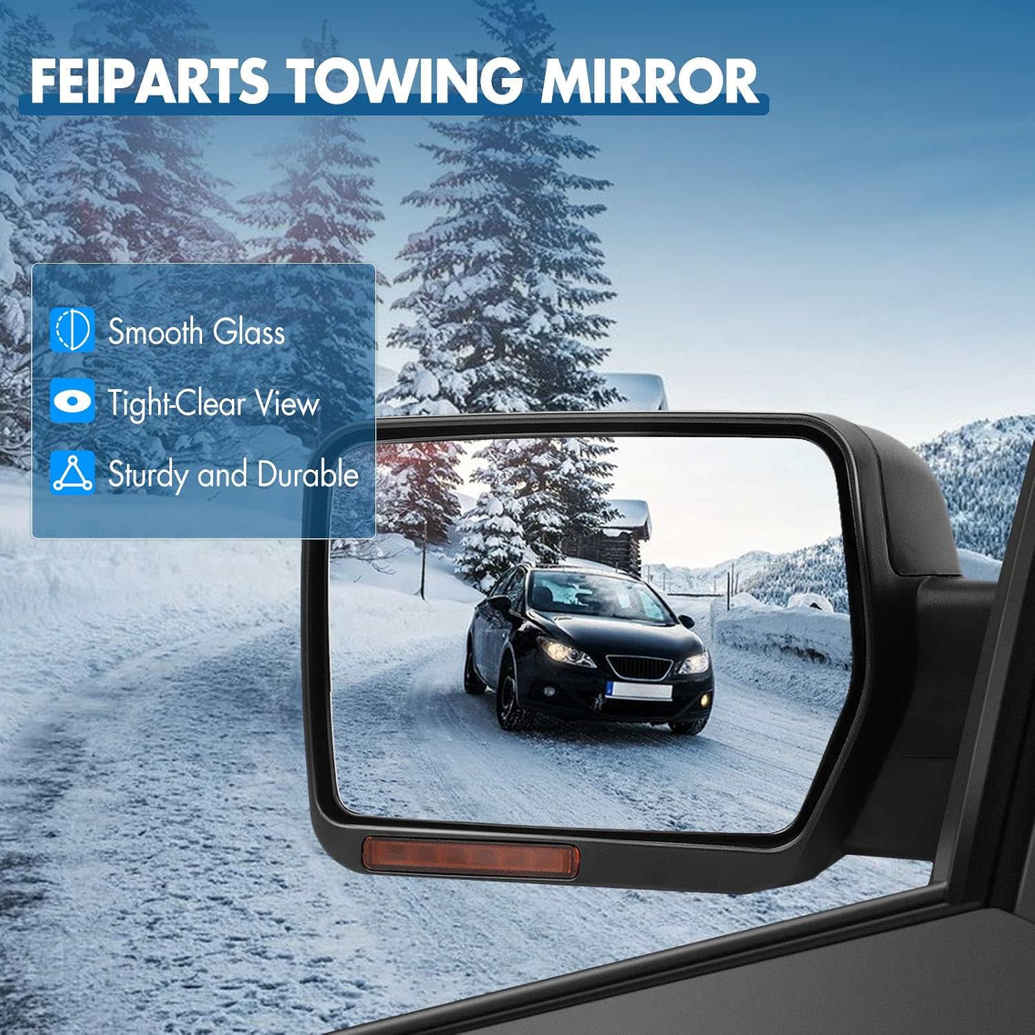Tow Mirror Fits for 2007-2014 for Ford for F-150 Series Truck Towing Mirror with Right Side Power Operation Heated with Turn Signal Light