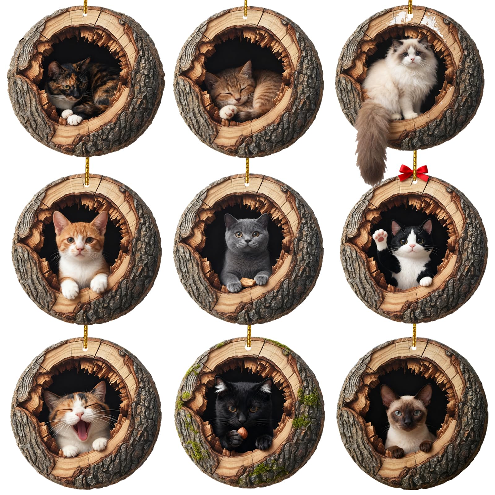 Laishengte 9Pcsc Animal Christmas Ornament 2D Flat Acrylic Forest Animal Decoration For Christmas Trees Hanging Decoration Gift (9Pcsc)