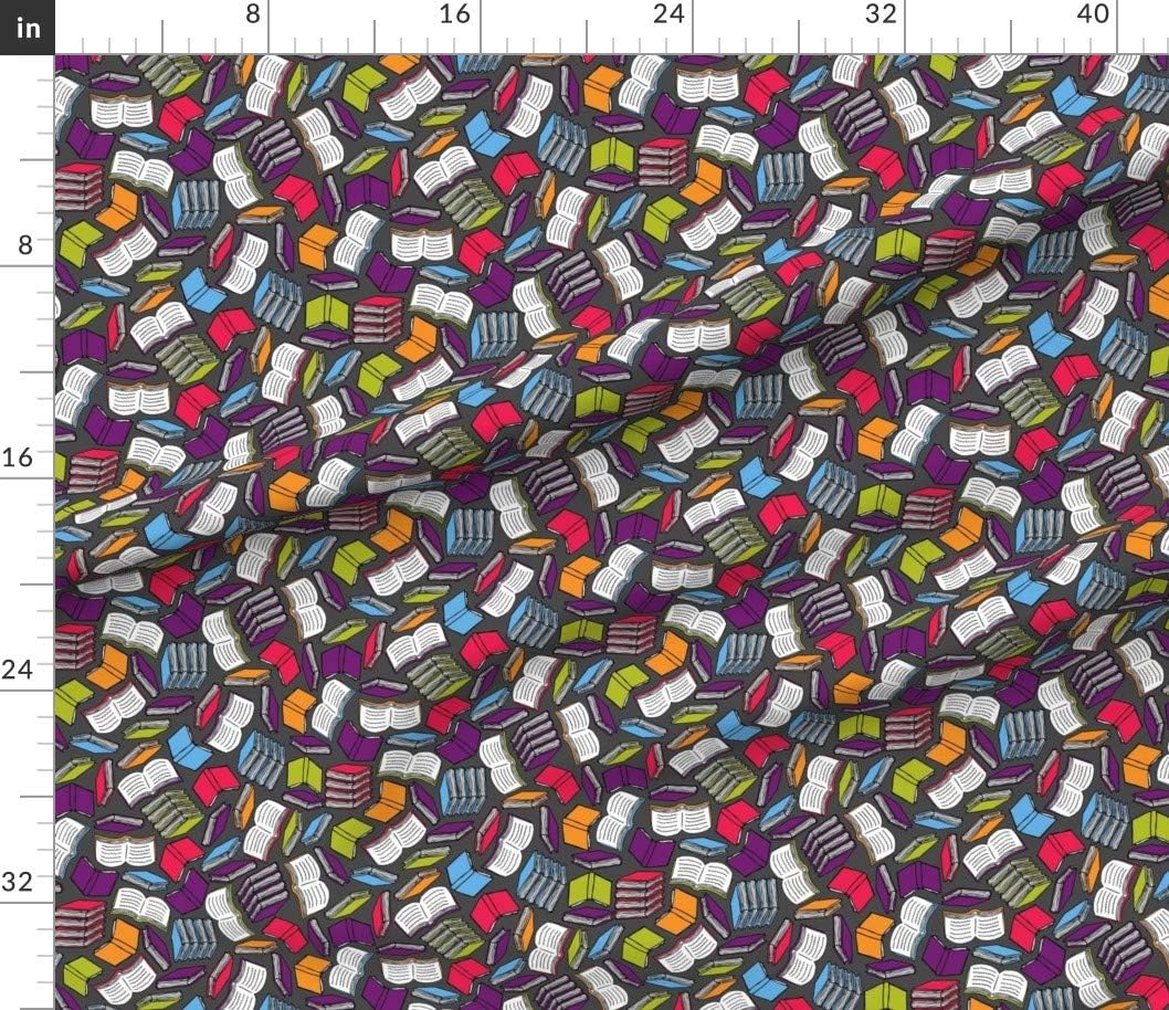Spoonflower Fabric - Colorful Books Book Library Nerd Geek School Teacher Librarian Rainbow Printed on Cotton Poplin Fabric by The Yard - Sewing Shirting Quilting Dresses Apparel Crafts