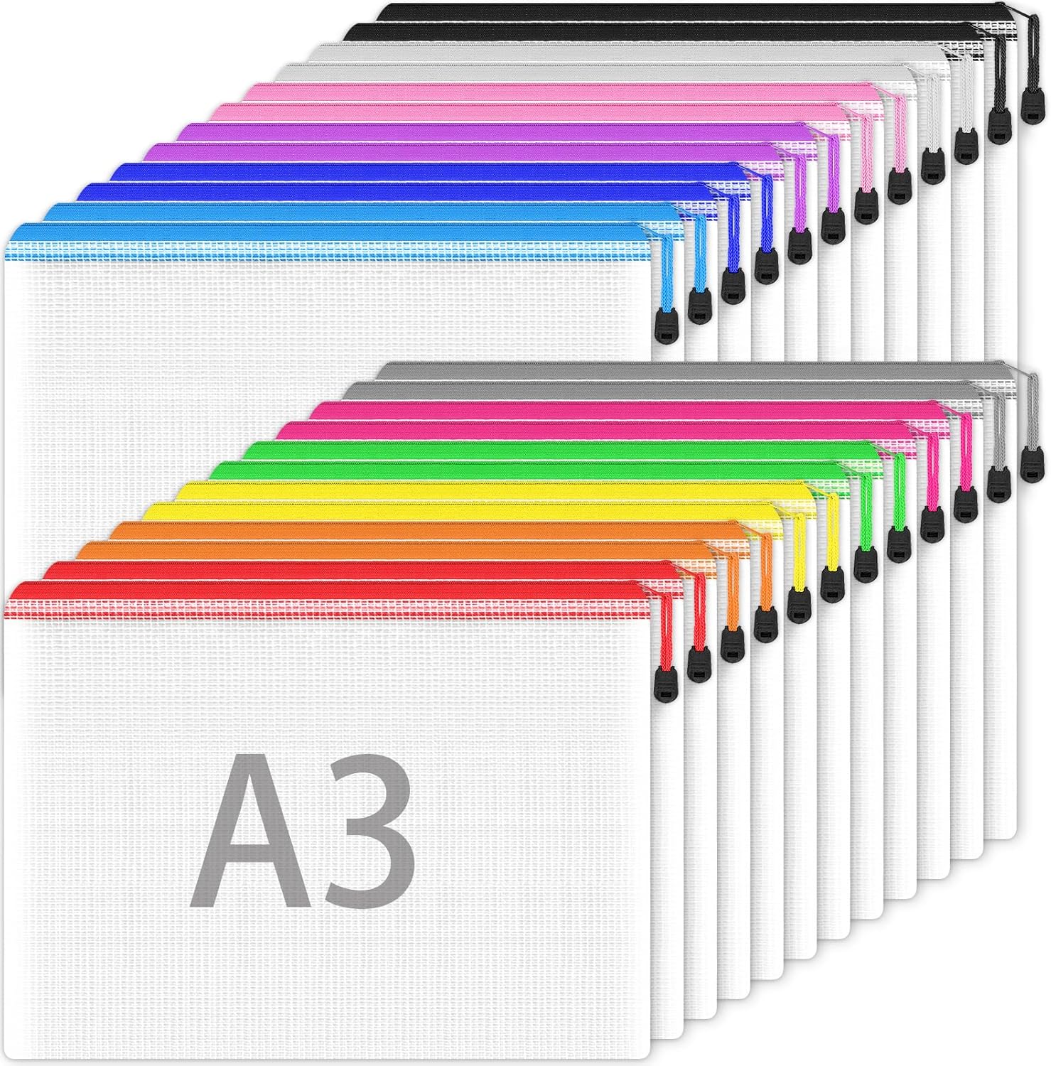 A3 Plastic Zip Wallets 24PCS A3 Plastic Folders Wallets Document