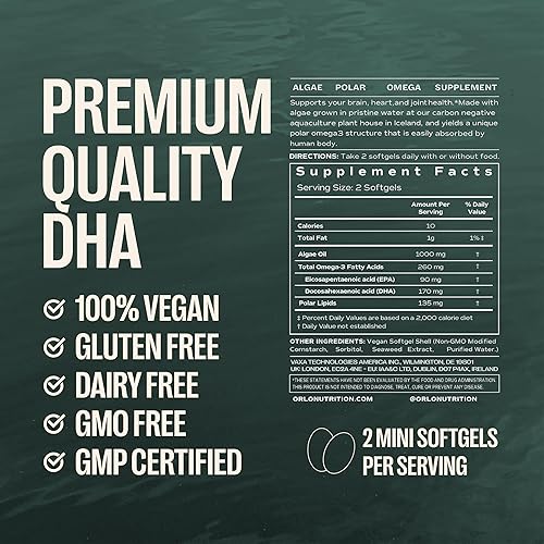Miniatura 10 de Orlo DHA prenatal - Kit de suministro de 60 días - Alternativa a base de algas a los suplementos de aceite de pescado - Suplemento vegano Omega 3