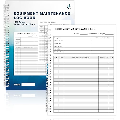 LKTHSEEK Equipment Maintenance Log Book 8.5 x 11 Inch 110 Pages Maintenance Record Notebook Tracking Repairs and Service Spiral Bound For Equipment Inspection and Maintenance
