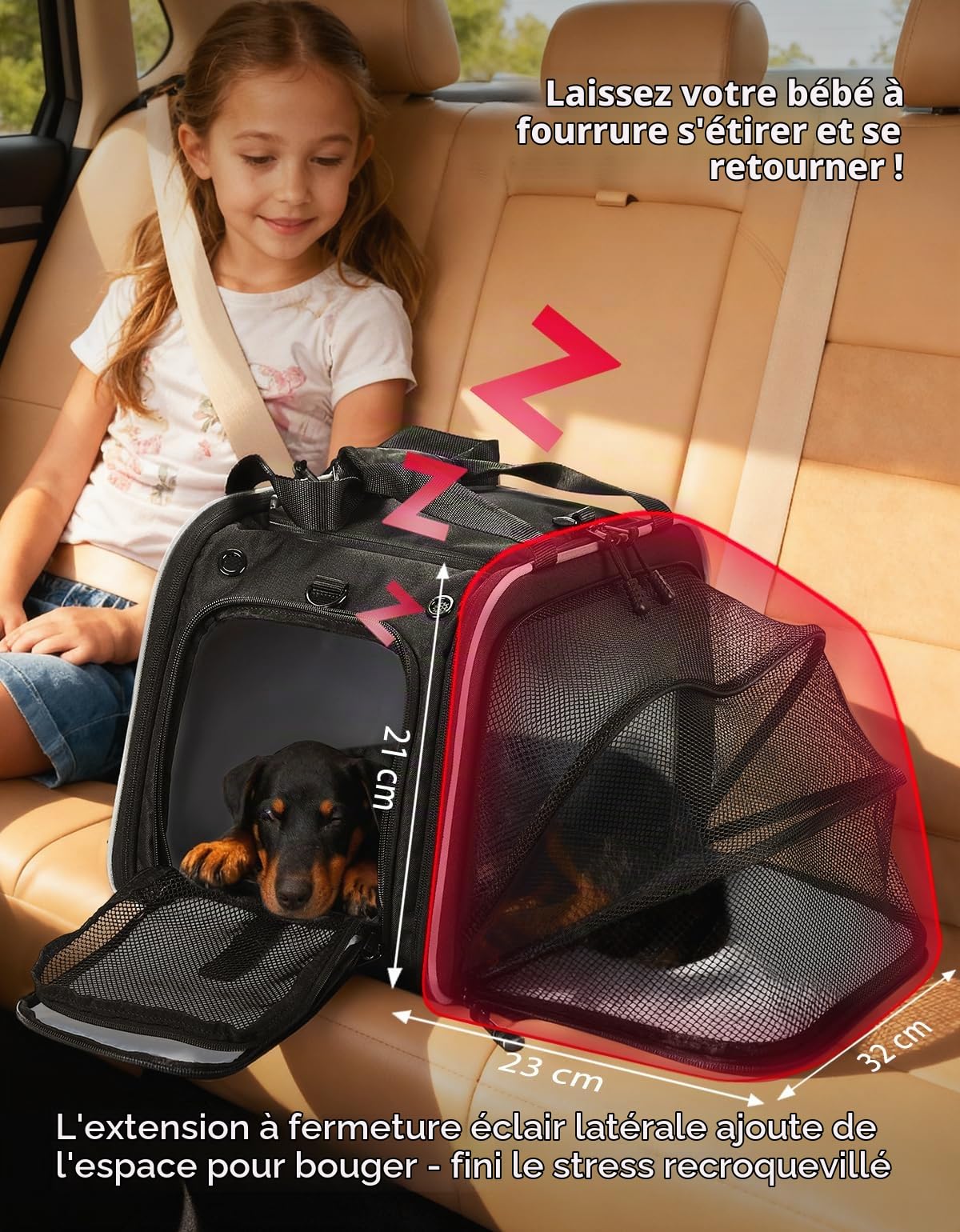 KEMIMOTO Sac de Transport pour Moto, Sacoche Moto pour Chien Extensible pour Petits Chiens et Chats Max 7,5 kg, Sac Motos pour Animaux Pliable 46 x 28 x 28 cm pour Motos Cruiser et Touring