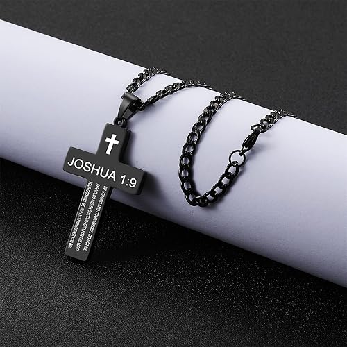 Miniatura 4 de SKQIR Collar de cruz para hombre con versículo de la Biblia, collar con colgante de cruz de oración de señores para niños con la fe de las