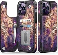 Vista 427 de LETO para iPhone 15 Pro Funda tipo cartera - Tapa tipo folio con patada - Diseños de moda - Tarjetero - Funda protectora para mujeres y niñas - 6.1
