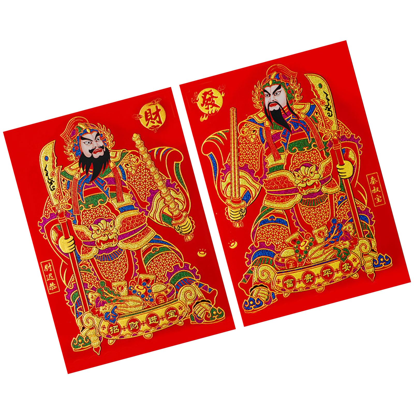 Carotoe Multicolor Festival Flannel Door God For New Year Decoration Bright Color Symbolizing Good Fortunes Easy To Apply And Remove Large Door Sticker