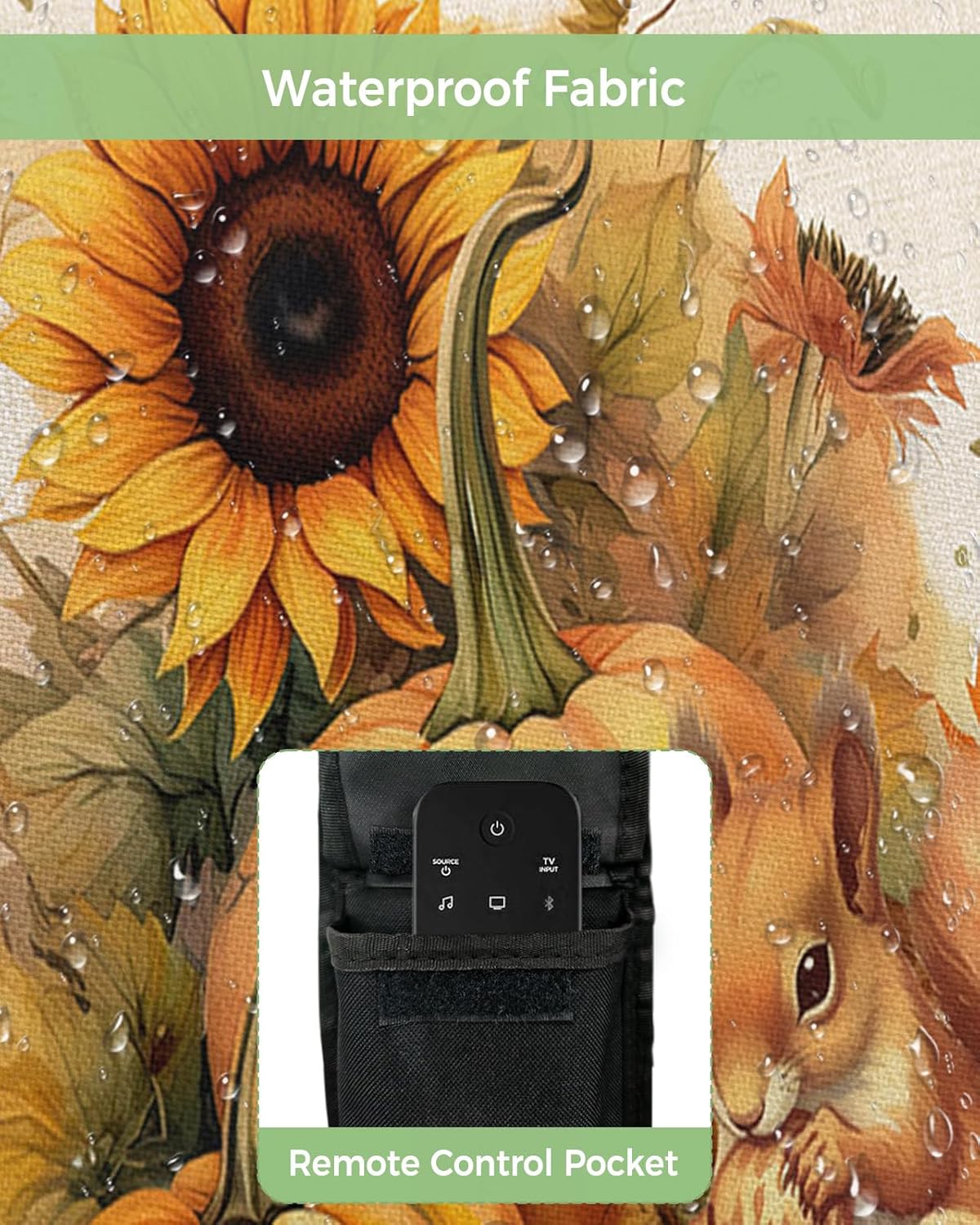 Outdoor TV Cover - Thanksgiving Vintage Pumpkin Squirrel Sunflower Maple Leaves Waterproof and Weatherproof 60"-65" LCD Movable Shield TV Display Screen Protector Outside Television Covers