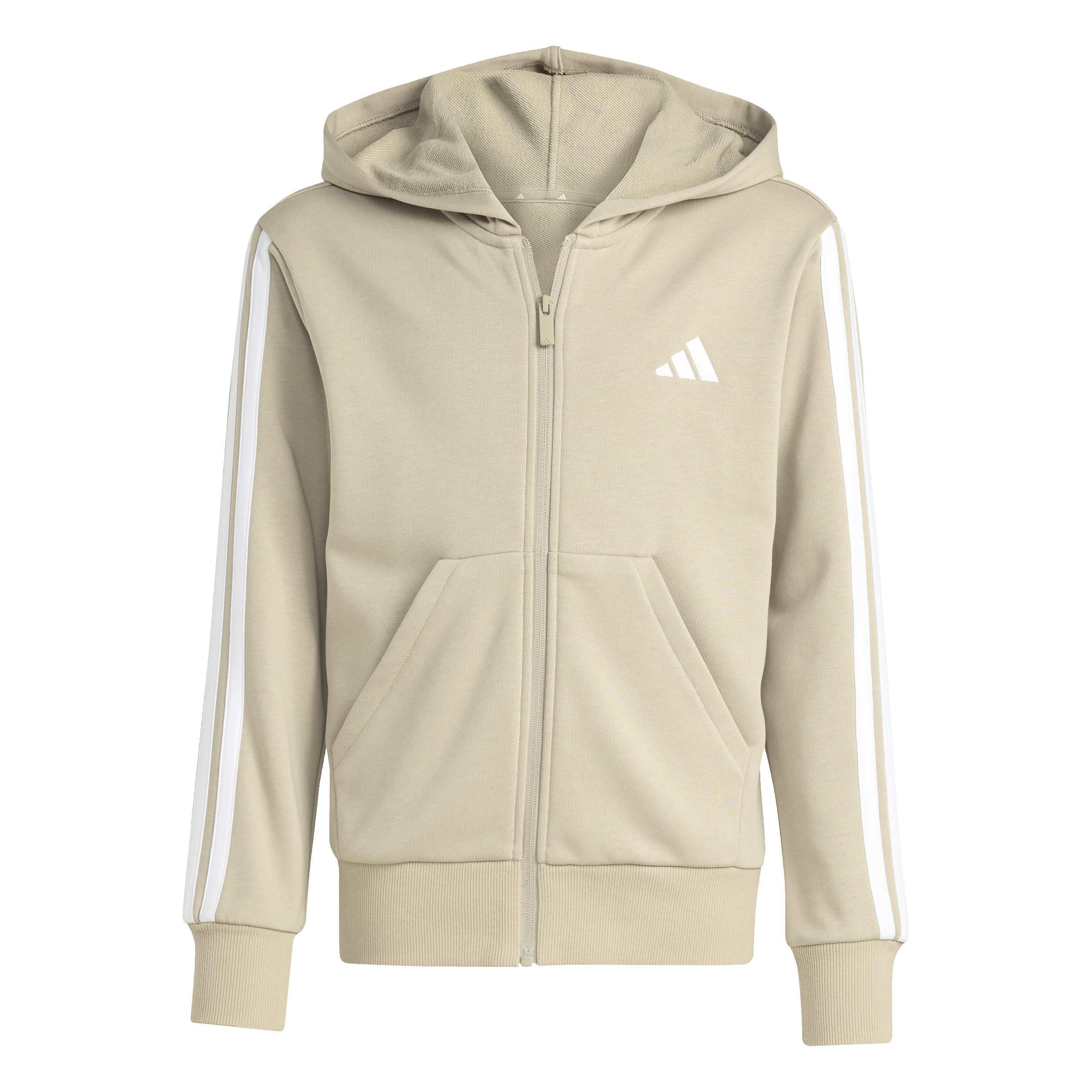 adidas Girl's ESSENTIALS FULL ZIP HOODIE, Wonder Cargo/white, 7-8 Years