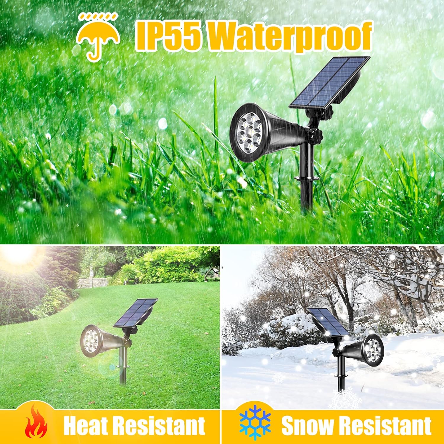 T-SUN 7 LED Solar Spotlights, Super Bright Solar Landscape Spot Lights, Warm White 3000K, Auto On/Off, 180°Angle Adjustable, Waterproof Outdoor Wall Lights for Garden,Patio,Tree,Deck. 4 818sz9CtYJL. AC SL1500