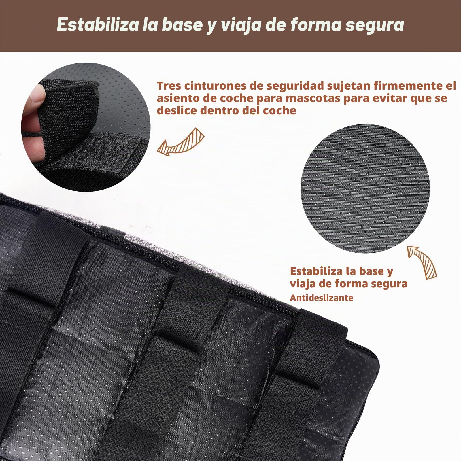 Consola Centro y Asiento para Coch, Cesta Portátil con Cinturón Seguridad y Almohada Lavables – Silla Cómoda para Mascota Pequeña