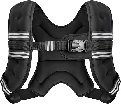 Zeerun Weighted Vest, 6lb/8lb/10lb/12lb/15lb/18lb/20lb/24lb/30lb for Men Women, Reflective Stripe Adjustable Buckle, Comfortable Durable Rucking Vest for Walking Running Strength Training