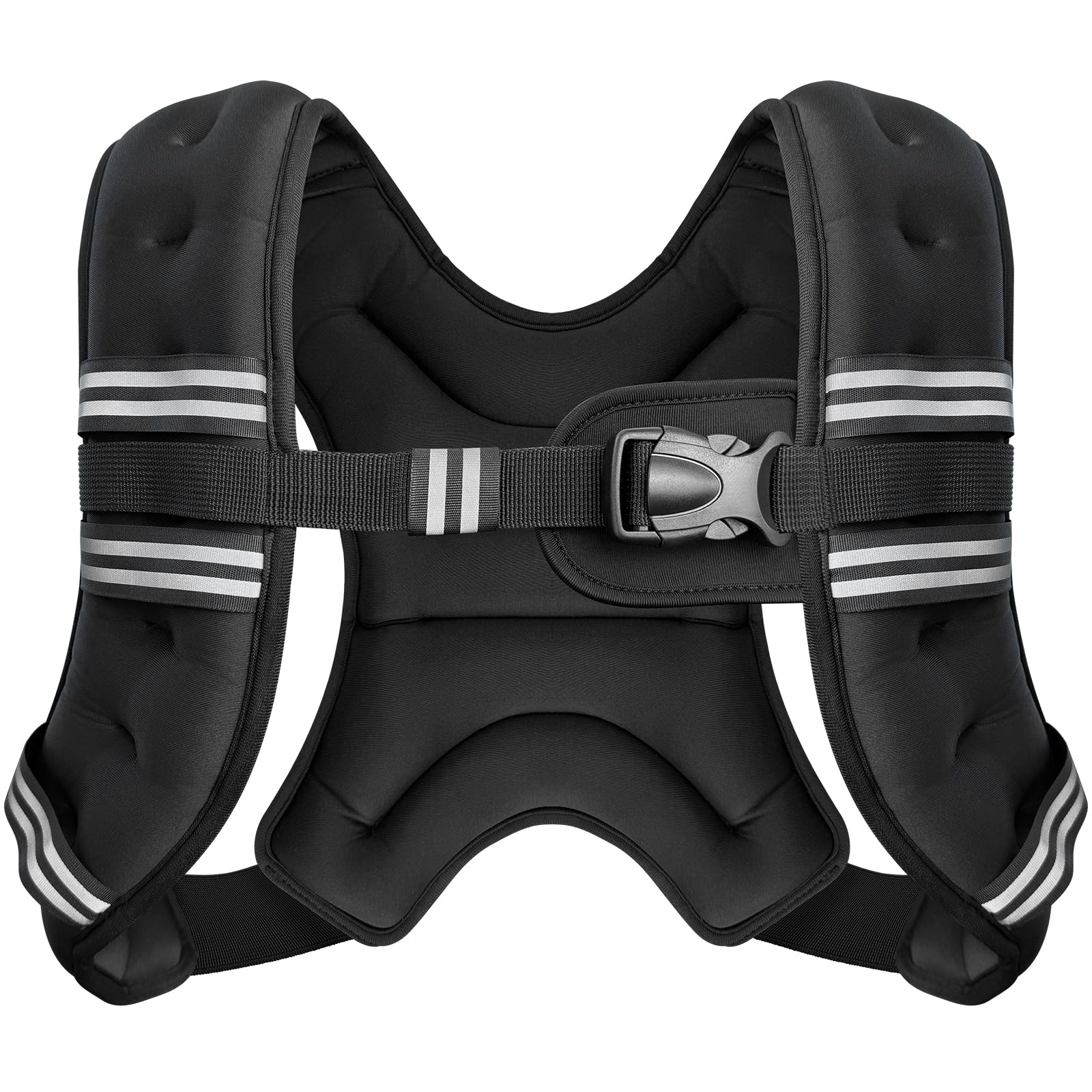 Zeerun Weighted Vest, 6lb/8lb/10lb/12lb/15lb/18lb/20lb/24lb/30lb for Men Women, Reflective Stripe Adjustable Buckle, Comfortable Durable Rucking Vest for Walking Running Strength Training 8 Lb Black