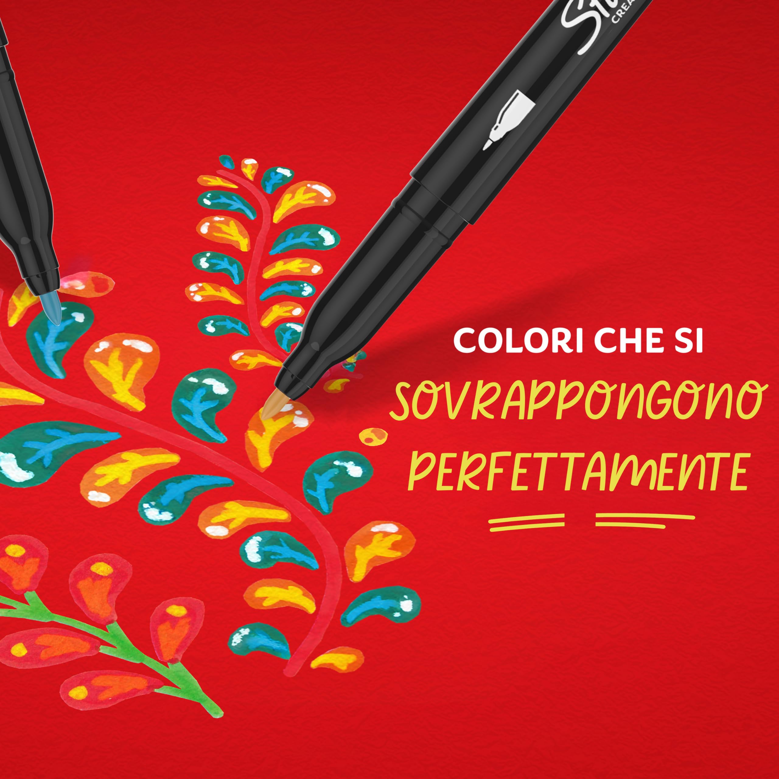 Sharpie Creative Marker Pennarelli Acrilici per Hobby Creativi | Pennarelli a base d'acqua con punta fine | Toni caldi | Ideali per Fai da Te Decorazioni e Scuola | Set da 36