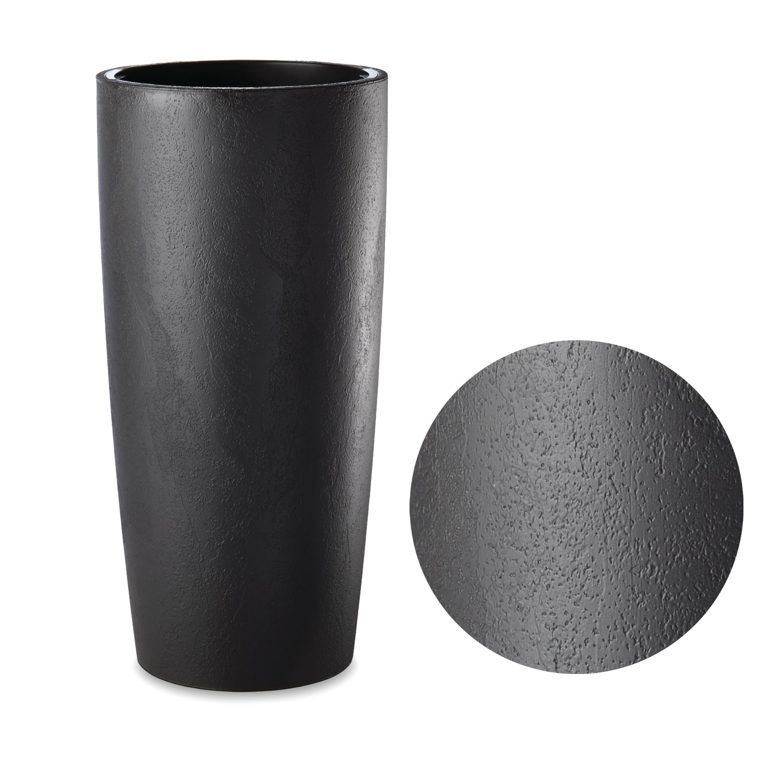 TECNOKIT Pot de Fleurs Haut Erba Musa Matte 35x90 cm Anthracite | Jardinière Moderne Effet Ciment avec Soucoupe Amovible | Résistant UV et Gel pour Intérieur, Terrasse, Balcon, Jardin